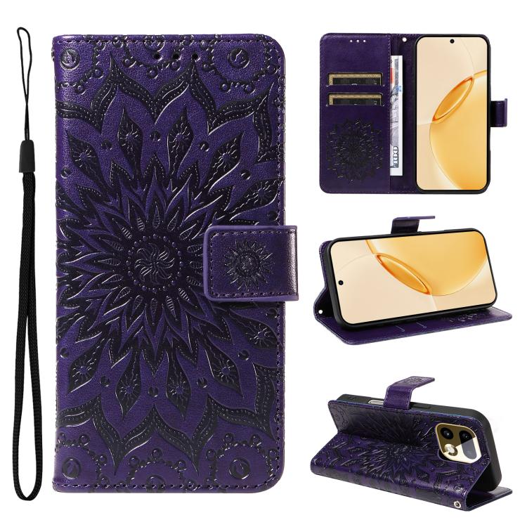 Embossed Sunflower Pattern Flip Leather Phone Case, For Realme 16 Pro+ 5G Global, For Realme 16 Pro 5G Global, For Realme C85 5G/15X 5G India, For Realme C85 Pro 4G, For Realme 15T 5G, For Realme C71 4G India, For Realme 15 5G