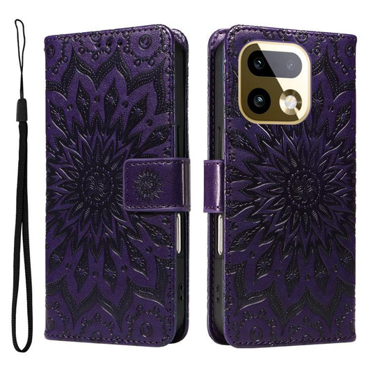 Embossed Sunflower Pattern Flip Leather Phone Case, For Realme 16 Pro+ 5G Global, For Realme 16 Pro 5G Global, For Realme C85 5G/15X 5G India, For Realme C85 Pro 4G, For Realme 15T 5G, For Realme C71 4G India, For Realme 15 5G