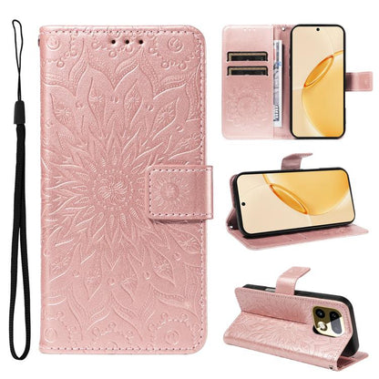 Embossed Sunflower Pattern Flip Leather Phone Case, For Realme 16 Pro+ 5G Global, For Realme 16 Pro 5G Global, For Realme C85 5G/15X 5G India, For Realme C85 Pro 4G, For Realme 15T 5G, For Realme C71 4G India, For Realme 15 5G