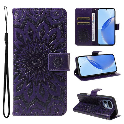 Embossed Sunflower Pattern Flip Leather Phone Case, For Realme 16 Pro+ 5G Global, For Realme 16 Pro 5G Global, For Realme C85 5G/15X 5G India, For Realme C85 Pro 4G, For Realme 15T 5G, For Realme C71 4G India, For Realme 15 5G