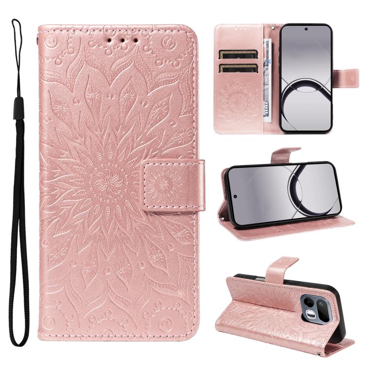 Embossed Sunflower Pattern Flip Leather Phone Case, For Realme 16T 5G, For Realme 16 Pro+ 5G Global, For Realme 16 Pro 5G Global, For Realme P4x 5G, For Realme C85 5G/15X 5G India, For Realme C85 Pro 4G, For Realme 15T 5G, For Realme C71 4G India      ...