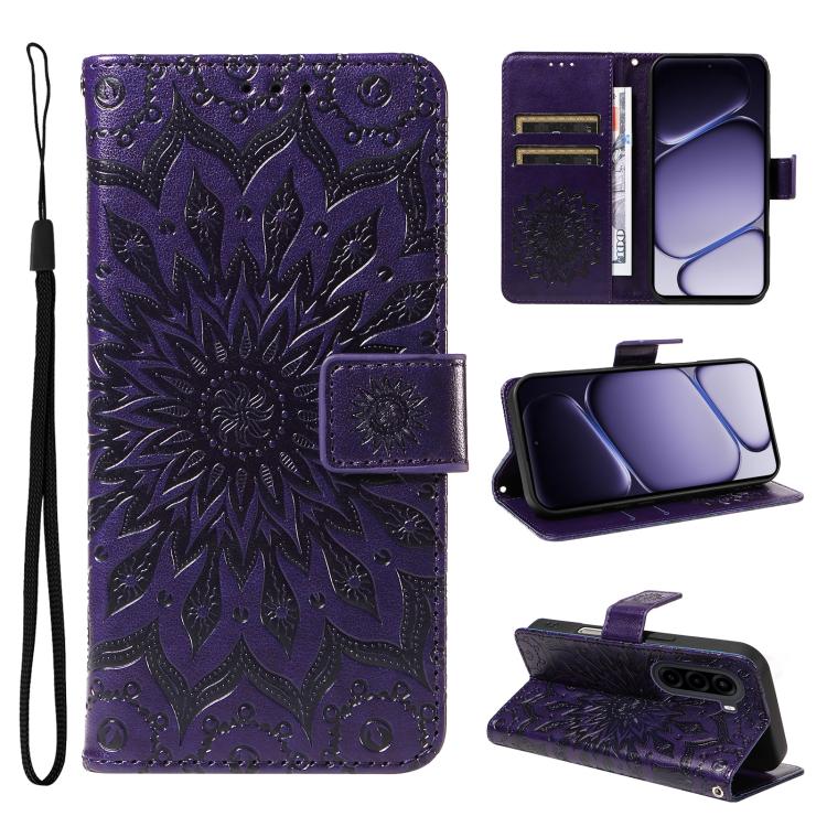 Embossed Sunflower Pattern Flip Leather Phone Case, For Realme 16T 5G, For Realme 16 Pro+ 5G Global, For Realme 16 Pro 5G Global, For Realme P4x 5G, For Realme C85 5G/15X 5G India, For Realme C85 Pro 4G, For Realme 15T 5G, For Realme C71 4G India      ...