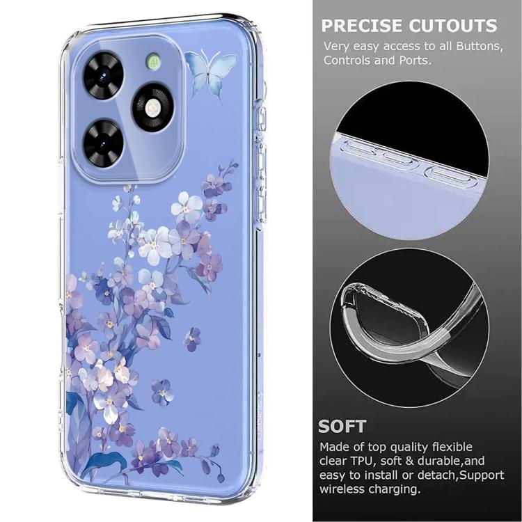Flower Pattern Painted TPU Phone Case, For Tecno Spark Go 2024 / Pop 8 / Spark 20, For Tecno Spark 40C, For Tecno Pova 7 Pro 5G, For Tecno Pova 7 5G, For Tecno Spark 40 4G, For Tecno Pova 7 Ultra 5G, For Tecno Pova 7 4G, For Tecno Camon 40 Pro 4G / 5G ...