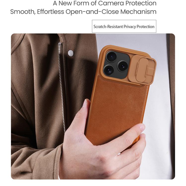 NILLKIN QIN Series Pro Sliding Camera Cover Design Leather Phone Case, For iPhone 17 Pro, For iPhone 17, For iPhone Air