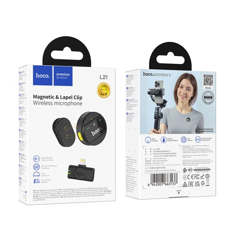 hoco L21 Charm Lavalier Magnetic Wireless Microphone