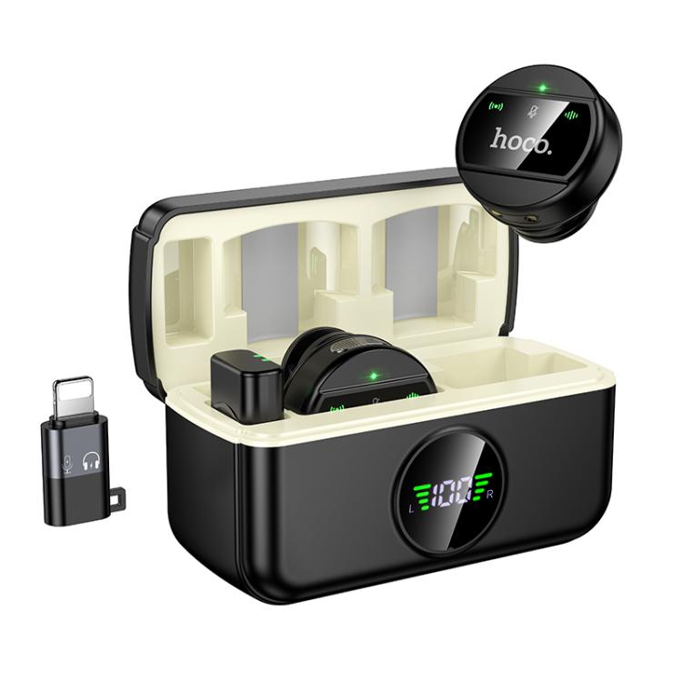 hoco L22 Bright Lavalier Magnetic Wireless Dual Microphone with Charging Case and Receiver