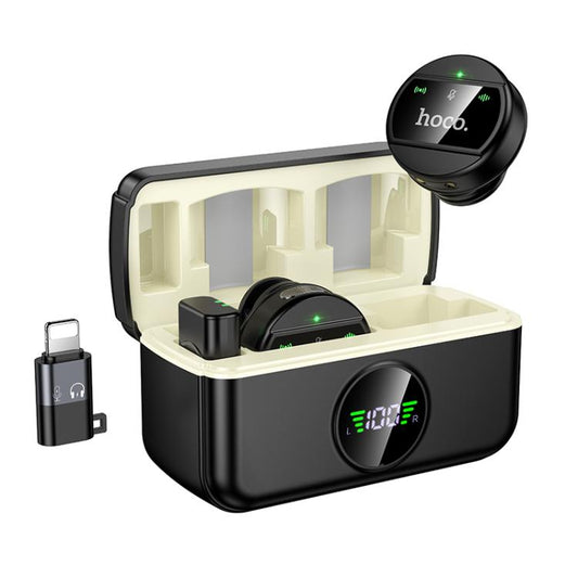 hoco L22 Bright Lavalier Magnetic Wireless Dual Microphone with Charging Case and Receiver