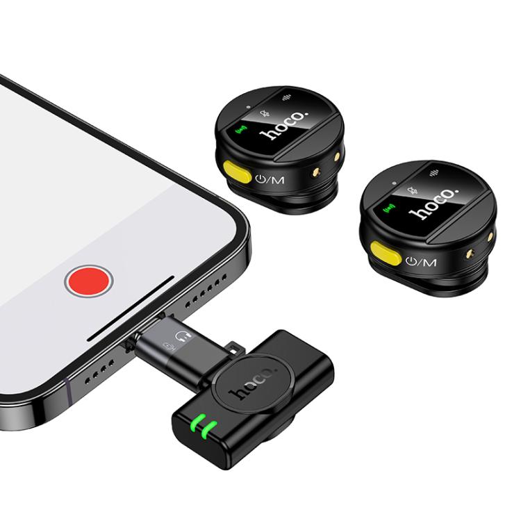 hoco L22 Bright Lavalier Magnetic Wireless Dual Microphone with Charging Case and Receiver