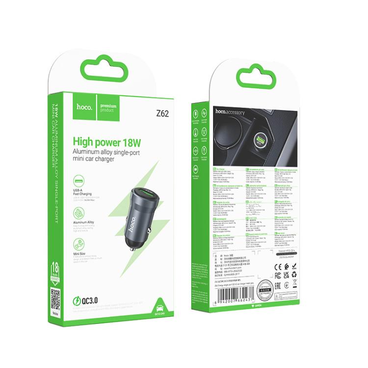 hoco Z62 Energy QC3.0 18W USB-A Single Port Car Charger