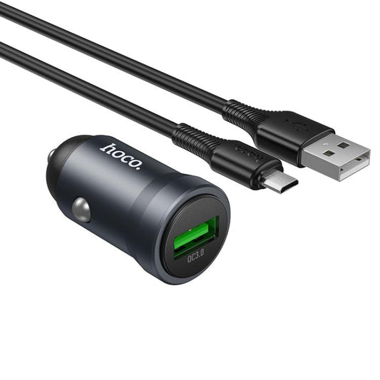 hoco Z62 Energy QC3.0 18W USB-A Single Port Car Charger Set with USB to Micro USB Cable