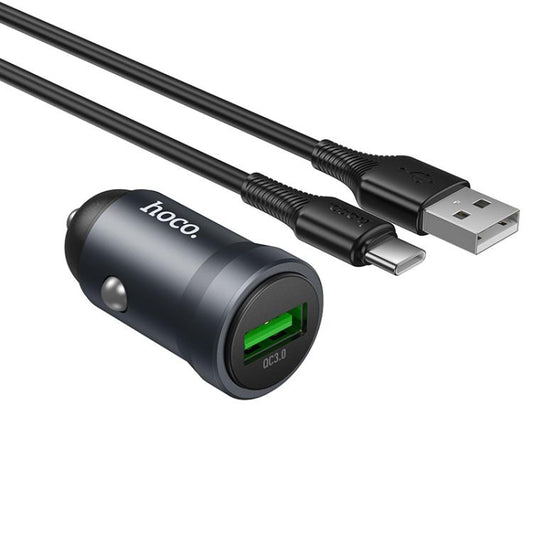 hoco Z62 Energy QC3.0 18W USB-A Single Port Car Charger Set with USB to USB-C / Type-C Cable