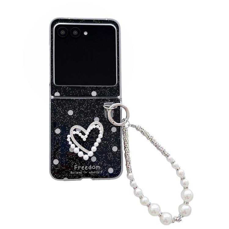 Glitter Polka Dot DIY Heart Phone Case with Bracelet, For Motorola Razr 60 Ultra, For Motorola Razr 60 / Razr 50