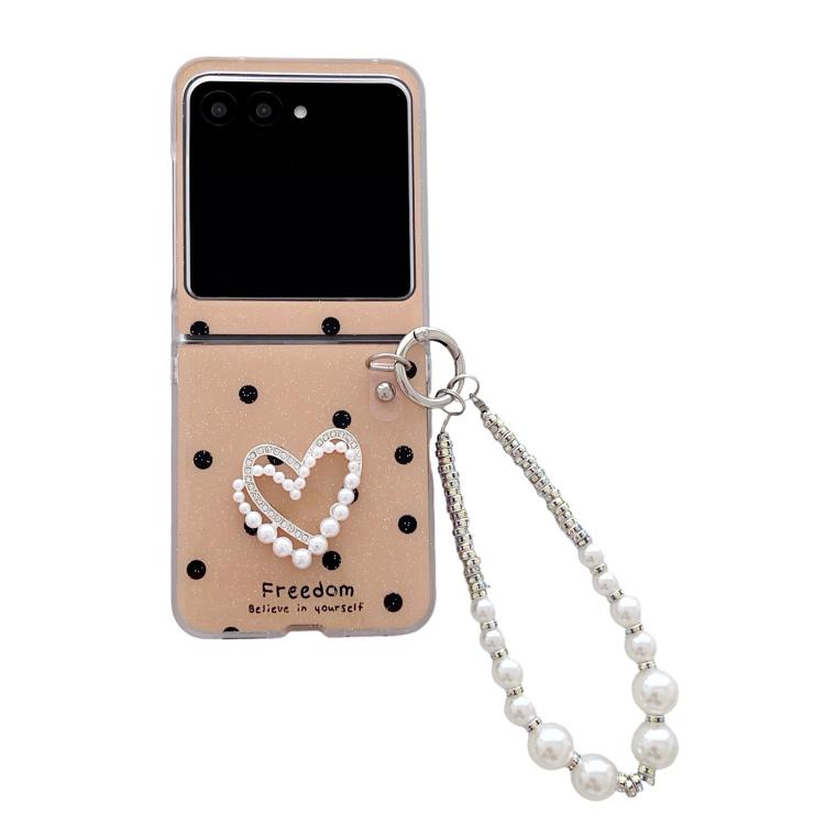 Glitter Polka Dot DIY Heart Phone Case with Bracelet, For Motorola Razr 60 Ultra, For Motorola Razr 60 / Razr 50