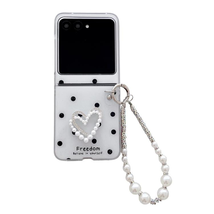Glitter Polka Dot DIY Heart Phone Case with Bracelet, For Motorola Razr 60 Ultra, For Motorola Razr 60 / Razr 50