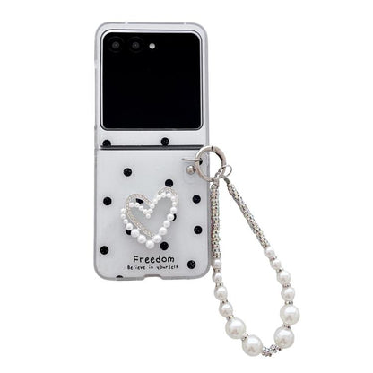 Glitter Polka Dot DIY Heart Phone Case with Bracelet, For Motorola Razr 60 Ultra, For Motorola Razr 60 / Razr 50