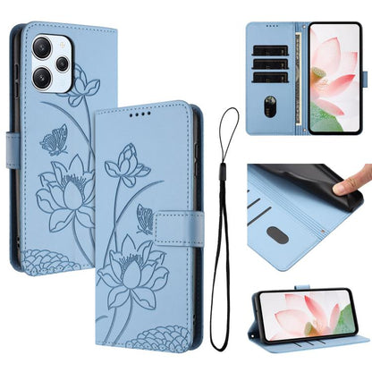 Lotus Embossed Leather Phone Case with Lanyard, For Redmi Note 13 Pro+ Global, For Redmi 12 4G/5G / Note 12R / Poco M6 Pro 5G, For Redmi Note 12 Turbo / Poco F5, For Redmi Note 12S 4G Global, For Redmi Note 12 Pro 4G Global, For Redmi Note 12 4G Global...