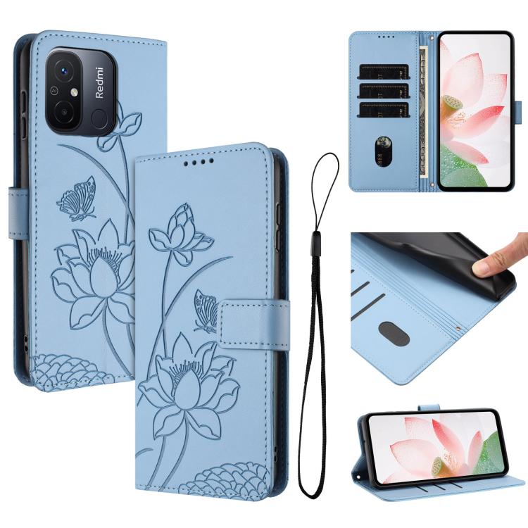 Lotus Embossed Leather Phone Case with Lanyard, For Redmi Note 13 Pro+ Global, For Redmi 12 4G/5G / Note 12R / Poco M6 Pro 5G, For Redmi Note 12 Turbo / Poco F5, For Redmi Note 12S 4G Global, For Redmi Note 12 Pro 4G Global, For Redmi Note 12 4G Global...