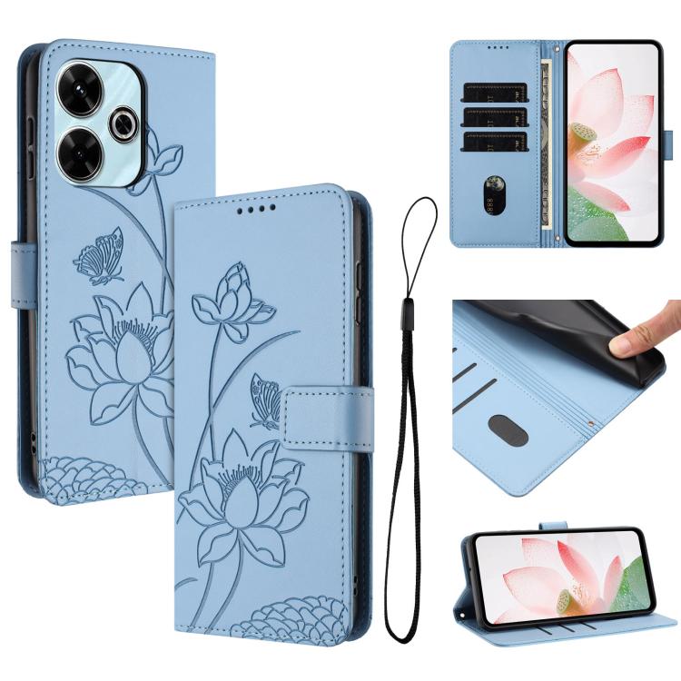 Lotus Embossed Leather Phone Case with Lanyard, For Redmi 15 5G / 4G EU 171mm, For Redmi 15C 5G/4G Global 171mm / Poco C85 4G, For Redmi 13 4G / 5G / Note 13R / Poco M6 4G, For Redmi A5 4G 171.7mm / Poco C71 4G                                          ...