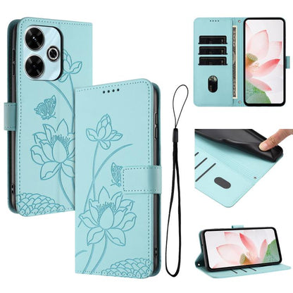 Lotus Embossed Leather Phone Case with Lanyard, For Redmi 15 5G / 4G EU 171mm, For Redmi 15C 5G/4G Global 171mm / Poco C85 4G, For Redmi 13 4G / 5G / Note 13R / Poco M6 4G, For Redmi A5 4G 171.7mm / Poco C71 4G                                          ...