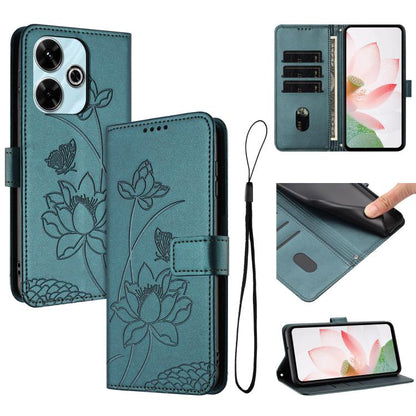Lotus Embossed Leather Phone Case with Lanyard, For Redmi 15 5G / 4G EU 171mm, For Redmi 15C 5G/4G Global 171mm / Poco C85 4G, For Redmi 13 4G / 5G / Note 13R / Poco M6 4G, For Redmi A5 4G 171.7mm / Poco C71 4G                                          ...