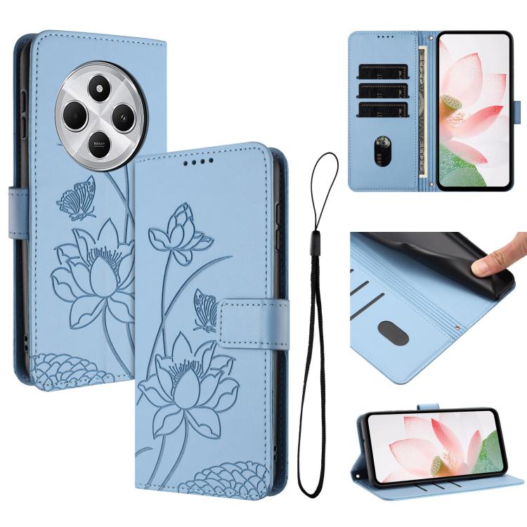 Lotus Embossed Leather Phone Case with Lanyard, For Redmi Note 13 Pro 4G / Note 14S 4G Global, For Redmi Note 14 4G EU 164.84mm, For Redmi Note 14 Pro 5G / 14 Pro+ 5G Global, For Redmi Note 14 5G Global / Poco M7 Pro 5G, For Redmi Turbo 4 Pro / Poco F5...