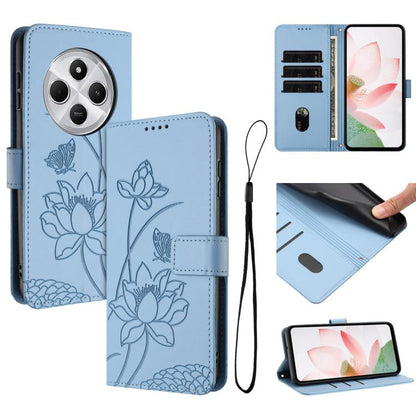Lotus Embossed Leather Phone Case with Lanyard, For Redmi Note 13 Pro 4G / Note 14S 4G Global, For Redmi Note 14 4G EU 164.84mm, For Redmi Note 14 Pro 5G / 14 Pro+ 5G Global, For Redmi Note 14 5G Global / Poco M7 Pro 5G, For Redmi Turbo 4 Pro / Poco F5...