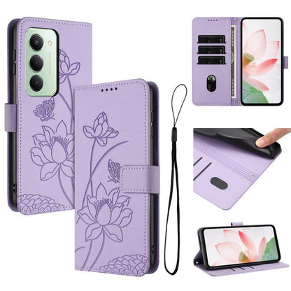 Lotus Embossed Leather Phone Case with Lanyard, For Redmi 15 5G / 4G EU 171mm, For Redmi 15C 5G/4G Global 171mm / Poco C85 4G, For Redmi 13 4G / 5G / Note 13R / Poco M6 4G, For Redmi A5 4G 171.7mm / Poco C71 4G                                          ...