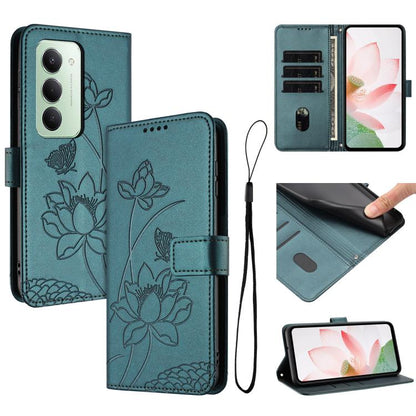 Lotus Embossed Leather Phone Case with Lanyard, For Redmi 15 5G / 4G EU 171mm, For Redmi 15C 5G/4G Global 171mm / Poco C85 4G, For Redmi 13 4G / 5G / Note 13R / Poco M6 4G, For Redmi A5 4G 171.7mm / Poco C71 4G                                          ...