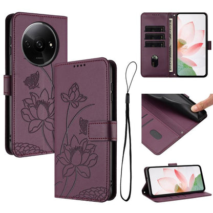 Lotus Embossed Leather Phone Case with Lanyard, For Redmi Note 13 Pro 4G / Note 14S 4G Global, For Redmi Note 14 4G EU 164.84mm, For Redmi Note 14 Pro 5G / 14 Pro+ 5G Global, For Redmi Note 14 5G Global / Poco M7 Pro 5G, For Redmi Turbo 4 Pro / Poco F5...