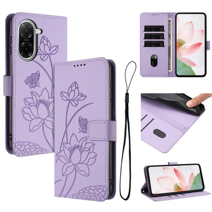 Lotus Embossed Leather Phone Case with Lanyard, For Redmi 15 5G / 4G EU 171mm, For Redmi 15C 5G/4G Global 171mm / Poco C85 4G, For Redmi 13 4G / 5G / Note 13R / Poco M6 4G, For Redmi A5 4G 171.7mm / Poco C71 4G                                          ...