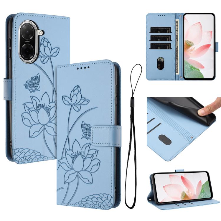 Lotus Embossed Leather Phone Case with Lanyard, For Redmi 15 5G / 4G EU 171mm, For Redmi 15C 5G/4G Global 171mm / Poco C85 4G, For Redmi 13 4G / 5G / Note 13R / Poco M6 4G, For Redmi A5 4G 171.7mm / Poco C71 4G                                          ...