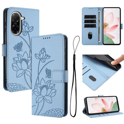 Lotus Embossed Leather Phone Case with Lanyard, For Redmi 15 5G / 4G EU 171mm, For Redmi 15C 5G/4G Global 171mm / Poco C85 4G, For Redmi 13 4G / 5G / Note 13R / Poco M6 4G, For Redmi A5 4G 171.7mm / Poco C71 4G                                          ...