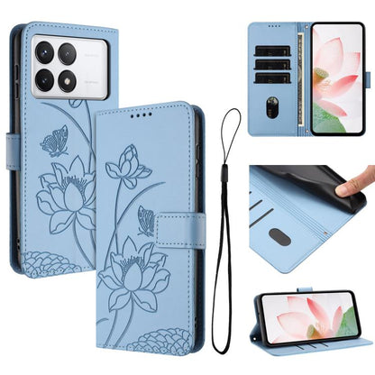 Lotus Embossed Leather Phone Case with Lanyard, For Redmi Note 13 4G Global, For Redmi K70E / Poco  X6 Pro, For Redmi Note 13 Pro 5G Global / Poco X6, For Redmi Note 13 5G Global, For Redmi Note 13 Pro+ Global                                           ...