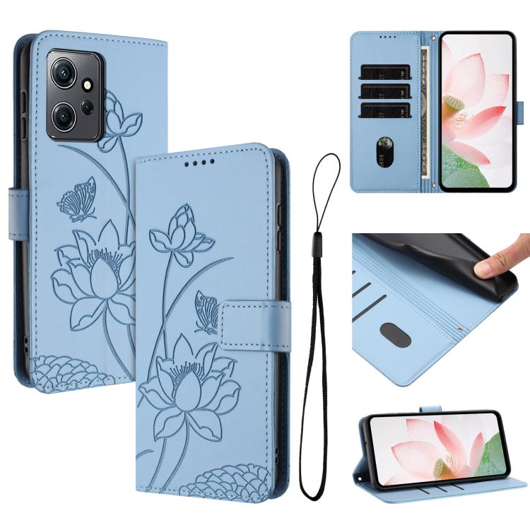 Lotus Embossed Leather Phone Case with Lanyard, For Redmi Note 13 Pro+ Global, For Redmi 12 4G/5G / Note 12R / Poco M6 Pro 5G, For Redmi Note 12 Turbo / Poco F5, For Redmi Note 12S 4G Global, For Redmi Note 12 Pro 4G Global, For Redmi Note 12 4G Global...