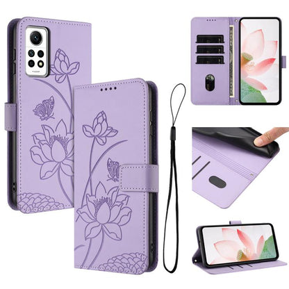 Lotus Embossed Leather Phone Case with Lanyard, For Redmi Note 13 Pro+ Global, For Redmi 12 4G/5G / Note 12R / Poco M6 Pro 5G, For Redmi Note 12 Turbo / Poco F5, For Redmi Note 12S 4G Global, For Redmi Note 12 Pro 4G Global, For Redmi Note 12 4G Global...