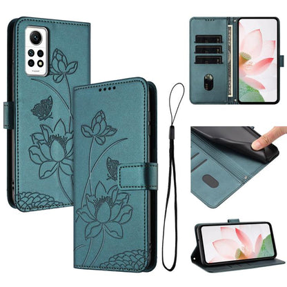 Lotus Embossed Leather Phone Case with Lanyard, For Redmi Note 13 Pro+ Global, For Redmi 12 4G/5G / Note 12R / Poco M6 Pro 5G, For Redmi Note 12 Turbo / Poco F5, For Redmi Note 12S 4G Global, For Redmi Note 12 Pro 4G Global, For Redmi Note 12 4G Global...