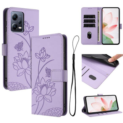 Lotus Embossed Leather Phone Case with Lanyard, For Redmi Note 13 Pro+ Global, For Redmi 12 4G/5G / Note 12R / Poco M6 Pro 5G, For Redmi Note 12 Turbo / Poco F5, For Redmi Note 12S 4G Global, For Redmi Note 12 Pro 4G Global, For Redmi Note 12 4G Global...