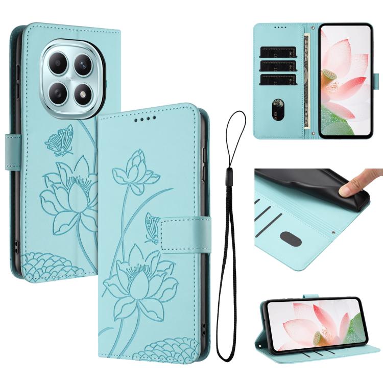 Lotus Embossed Leather Phone Case with Lanyard, For Redmi 15a 5G, For Redmi A7 Pro 4G 171mm, For Redmi Turbo 5 Max / Poco X8 Pro Max 5G, For Redmi Turbo 5 / Poco X8 Pro 5G, For Redmi Note 15 Pro+ Global 5G 163.3mm, For Redmi Note 15 5G / 4G Global 164m...