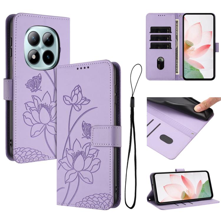 Lotus Embossed Leather Phone Case with Lanyard, For Redmi 15a 5G, For Redmi A7 Pro 4G 171mm, For Redmi Turbo 5 Max / Poco X8 Pro Max 5G, For Redmi Turbo 5 / Poco X8 Pro 5G, For Redmi Note 15 Pro+ Global 5G 163.3mm, For Redmi Note 15 5G / 4G Global 164m...