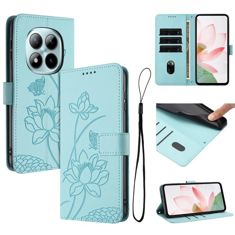 Lotus Embossed Leather Phone Case with Lanyard, For Redmi 15a 5G, For Redmi A7 Pro 4G 171mm, For Redmi Turbo 5 Max / Poco X8 Pro Max 5G, For Redmi Turbo 5 / Poco X8 Pro 5G, For Redmi Note 15 Pro+ Global 5G 163.3mm, For Redmi Note 15 5G / 4G Global 164m...