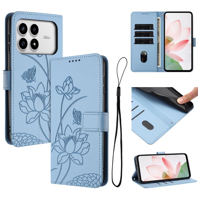 Lotus Embossed Leather Phone Case with Lanyard, For Redmi 15a 5G, For Redmi A7 Pro 4G 171mm, For Redmi Turbo 5 Max / Poco X8 Pro Max 5G, For Redmi Turbo 5 / Poco X8 Pro 5G, For Redmi Note 15 Pro+ Global 5G 163.3mm, For Redmi Note 15 5G / 4G Global 164m...