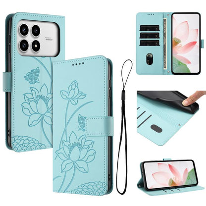 Lotus Embossed Leather Phone Case with Lanyard, For Redmi 15a 5G, For Redmi A7 Pro 4G 171mm, For Redmi Turbo 5 Max / Poco X8 Pro Max 5G, For Redmi Turbo 5 / Poco X8 Pro 5G, For Redmi Note 15 Pro+ Global 5G 163.3mm, For Redmi Note 15 5G / 4G Global 164m...