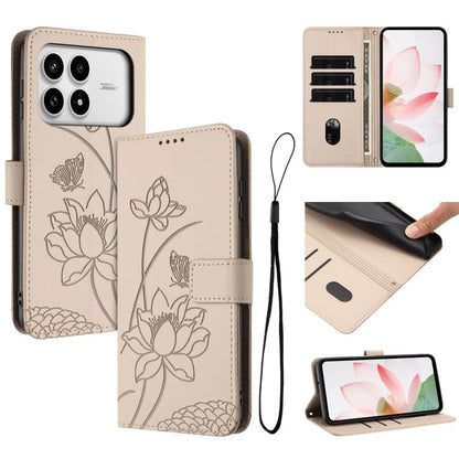 Lotus Embossed Leather Phone Case with Lanyard, For Redmi 15a 5G, For Redmi A7 Pro 4G 171mm, For Redmi Turbo 5 Max / Poco X8 Pro Max 5G, For Redmi Turbo 5 / Poco X8 Pro 5G, For Redmi Note 15 Pro+ Global 5G 163.3mm, For Redmi Note 15 5G / 4G Global 164m...