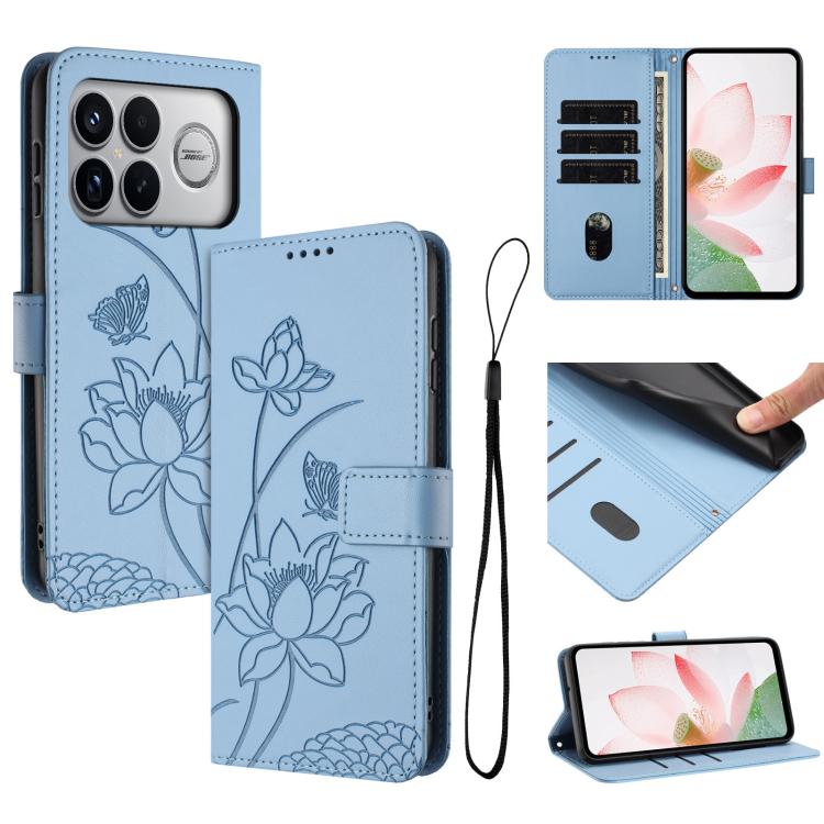 Lotus Embossed Leather Phone Case with Lanyard, For Redmi 15a 5G, For Redmi A7 Pro 4G 171mm, For Redmi Turbo 5 Max / Poco X8 Pro Max 5G, For Redmi Turbo 5 / Poco X8 Pro 5G, For Redmi Note 15 Pro+ Global 5G 163.3mm, For Redmi Note 15 5G / 4G Global 164m...