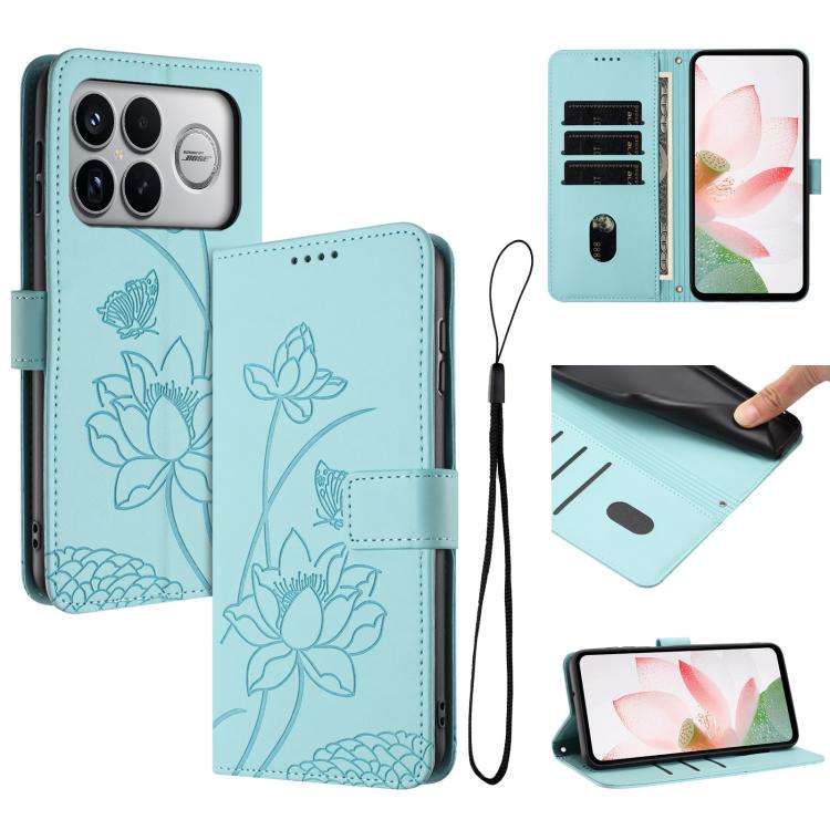 Lotus Embossed Leather Phone Case with Lanyard, For Redmi 15a 5G, For Redmi A7 Pro 4G 171mm, For Redmi Turbo 5 Max / Poco X8 Pro Max 5G, For Redmi Turbo 5 / Poco X8 Pro 5G, For Redmi Note 15 Pro+ Global 5G 163.3mm, For Redmi Note 15 5G / 4G Global 164m...
