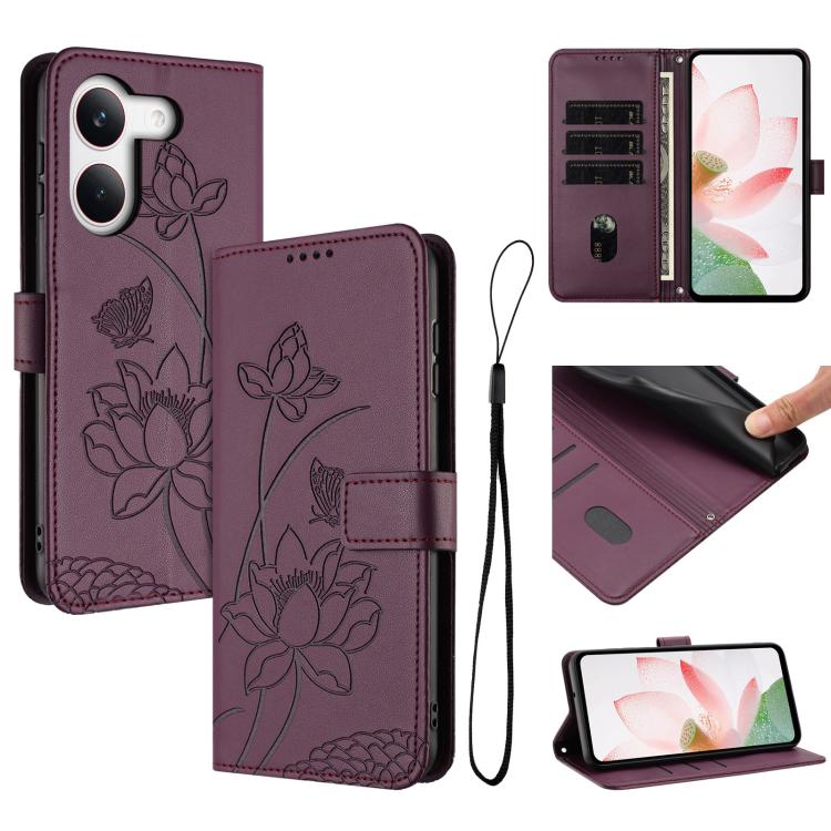Lotus Embossed Leather Phone Case with Lanyard, For Redmi 15a 5G, For Redmi A7 Pro 4G 171mm, For Redmi Turbo 5 Max / Poco X8 Pro Max 5G, For Redmi Turbo 5 / Poco X8 Pro 5G, For Redmi Note 15 Pro+ Global 5G 163.3mm, For Redmi Note 15 5G / 4G Global 164m...