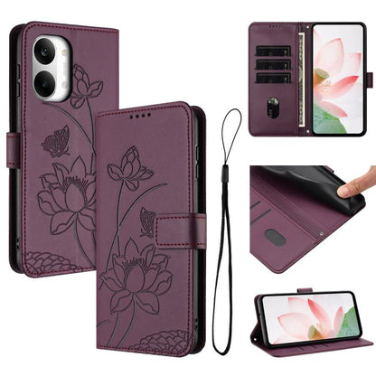 Lotus Embossed Leather Phone Case with Lanyard, For Redmi 15a 5G, For Redmi A7 Pro 4G 171mm, For Redmi Turbo 5 Max / Poco X8 Pro Max 5G, For Redmi Turbo 5 / Poco X8 Pro 5G, For Redmi Note 15 Pro+ Global 5G 163.3mm, For Redmi Note 15 5G / 4G Global 164m...