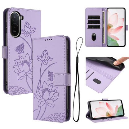 Lotus Embossed Leather Phone Case with Lanyard, For Redmi 15a 5G, For Redmi A7 Pro 4G 171mm, For Redmi Turbo 5 Max / Poco X8 Pro Max 5G, For Redmi Turbo 5 / Poco X8 Pro 5G, For Redmi Note 15 Pro+ Global 5G 163.3mm, For Redmi Note 15 5G / 4G Global 164m...