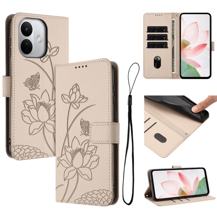Lotus Embossed Leather Phone Case with Lanyard, For Redmi Note 17 Pro 5G Global 163mm, For Redmi Note 17 Pro+ 5G Global 163mm, For Redmi 17 5G / 4G Global 170mm, For Redmi Note 17 4G Global 171mm, For Redmi 15a 5G, For Redmi A7 Pro 4G 171mm            ...