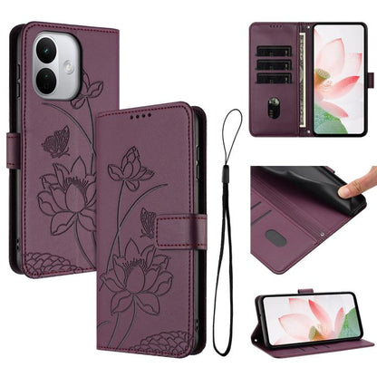 Lotus Embossed Leather Phone Case with Lanyard, For Redmi Note 17 Pro 5G Global 163mm, For Redmi Note 17 Pro+ 5G Global 163mm, For Redmi 17 5G / 4G Global 170mm, For Redmi Note 17 4G Global 171mm, For Redmi 15a 5G, For Redmi A7 Pro 4G 171mm            ...